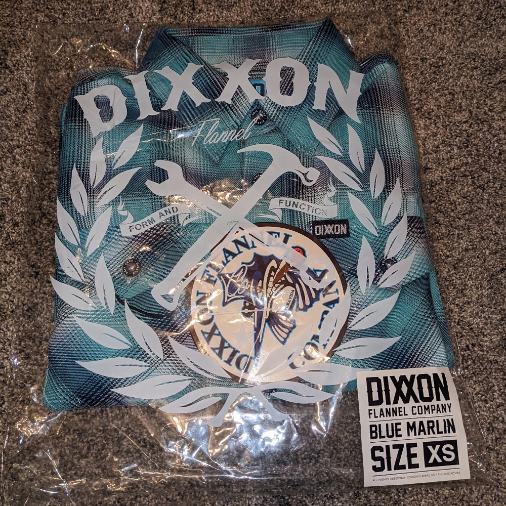 Dixxon Men's Small Blue Marlin Blue Fishing Flannel New In Bag With Tag